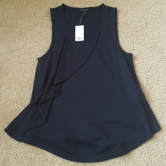 NEW Navy Ruffle Sleeveless Shirt - Banana Republic - Picture 1 of 4